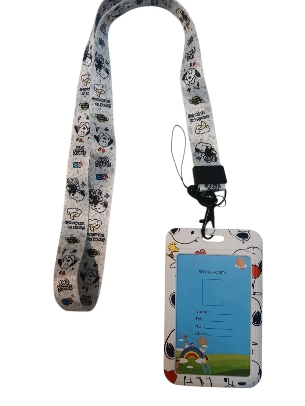 Peanuts - NWT, Snoopy & Woodstock  Lanyard, Adjustable Strap, See Thru ID Holder